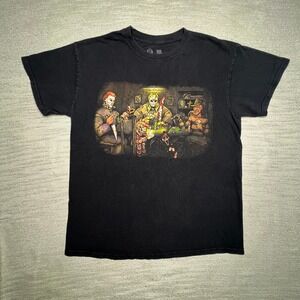 Get Down Art Big Chris Horror Poker T-Shirt Michael Myers Jason Freddy Black M